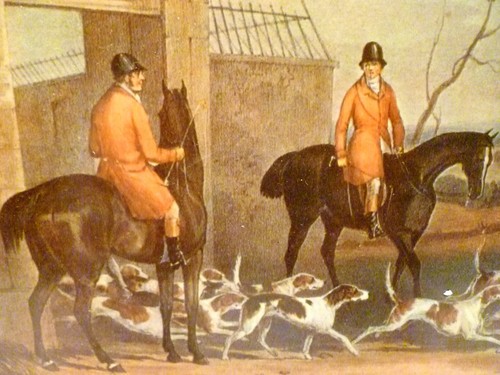 19" FOX HUNT Barware TRAY Anodized Gold SHAYERS PRINT Unkennelling DOGS England - Picture 7 of 14