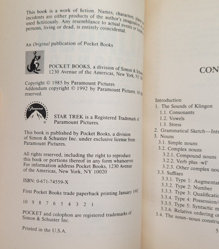 The Klingon Dictionary Marc Okrand Star Trek Paperback - Picture 7 of 7