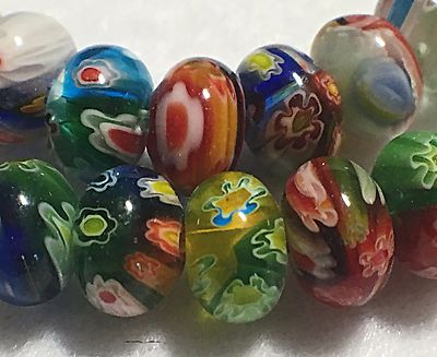 Millefiori Glass 10 x 6mm Rondelles, Approximately 55 Beads per Strand