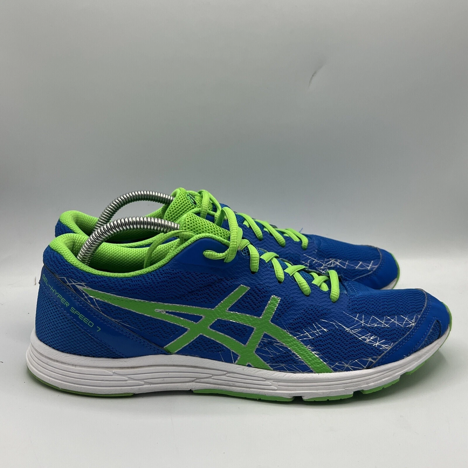 Scarpa da corsa Asics uomo T629N super piuma peso blu fluo e verde taglia 11