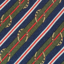 HERMES  MENS SILK DRESS TIE  HORSESHOES  STRIPES  758ua 758 UA  56"