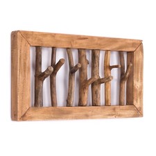 WANDGARDEROBE "LEONOR 50" | 7 Haken, Holz | Wandhaken, Äste Kleiderhaken