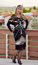 Women Vintage 1920s Gatsby Sequin Flapper Dress Cocktail Party Halloween M