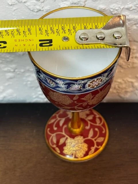 Vintage Japanese Shibata porcelain/bronze cordial cup 4" tall - Image 4 of 4