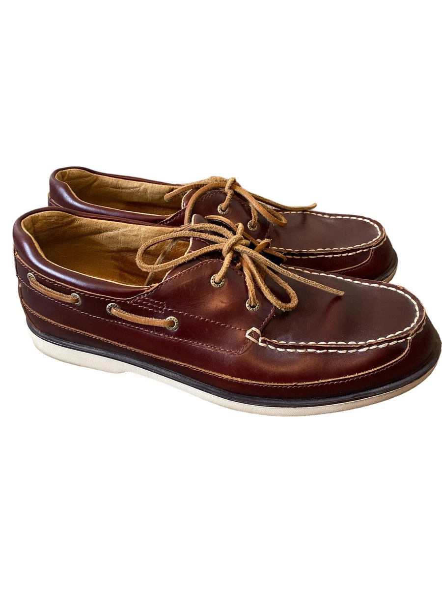 LL Bean Mens Boat Shoes Slip On Moccasins Brown Leather Casual
