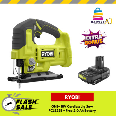 RYOBI PCL525B ONE+ Plus 18V Cordless Jig Saw + Free 2.0 Ah Battery