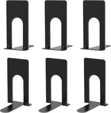 6 Pcs Heavy Duty Metal Bookends for Shelves Book Stoppers for Library Home Offic