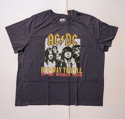 T Shirt Women 3X AC/DC Gray Highway To Hell Tour Rock Band Music