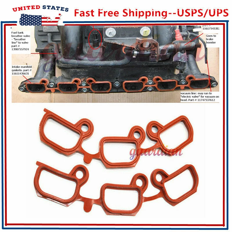 2x Engine Intake Manifold Gasket Set For BMW 3 5 Series E46 E60 E53 11611436631