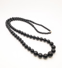 with 14k Gold Clasp 36" Graduated Round Black Onyx Necklace