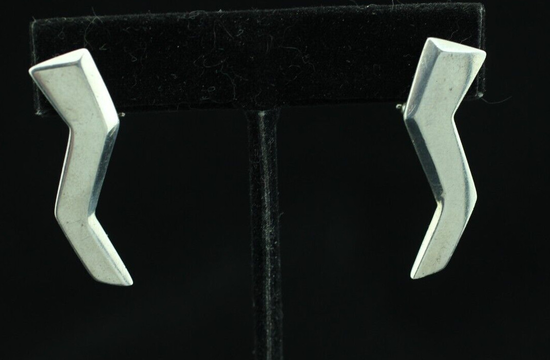 Tiffany Picasso Silver Zigzag Scribble Pierced Cl… - image 1