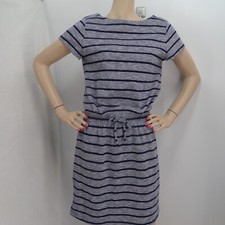 "ANN TAYLOR" BLUE STRIPED TEXTURED CASUAL BLOUSON SHORT SLEEVES DRESS SZE: S NWT