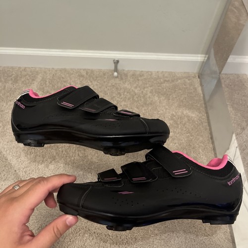Tommaso Womens Pista 100 Road Cycling Shoes Black Pink Adjustable Hook Loop 7.5M - Picture 11 of 12