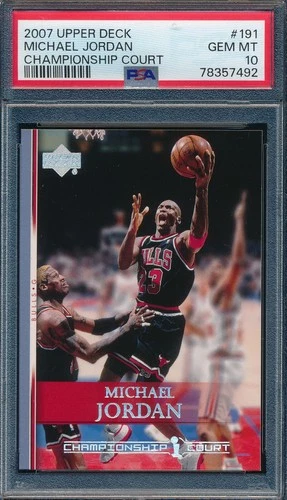 MICHAEL JORDAN 2007-08 UPPER DECK CHAMPIONSHIP COURT PSA 10 GEM MINT CARD #191!