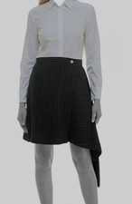 Taylor Women's White Mixed-Media Side-Draped Collared Shirt Dress Size: 10