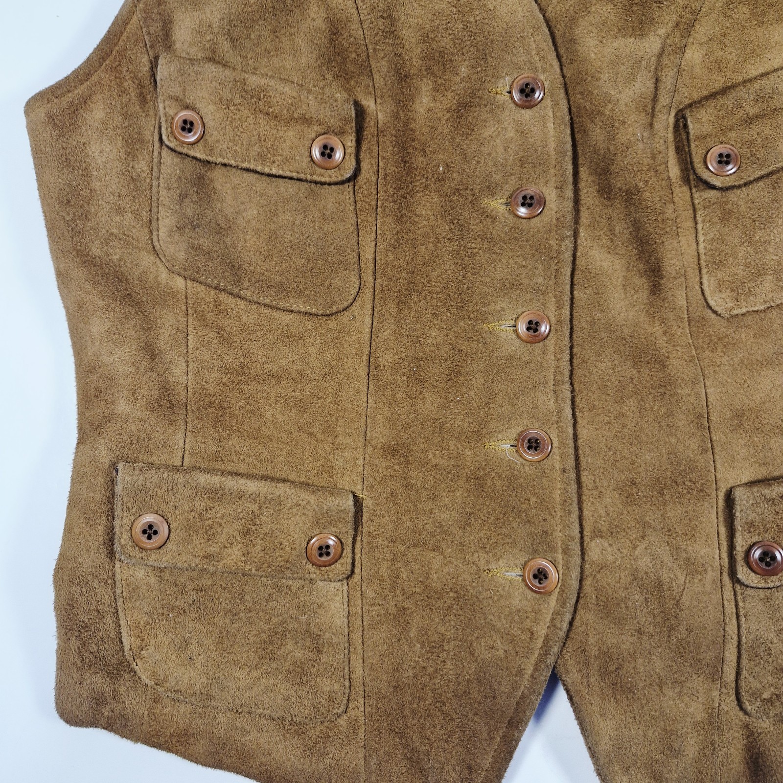 Ralph Lauren Vintage Suede Leather Vest Waistcoat Brown Men's M image 7