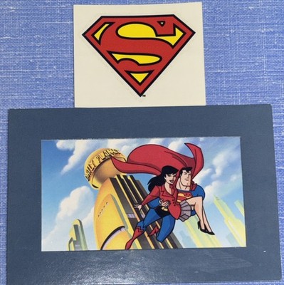 SUPERMAN The Animated Series Litho Cel & Airheads Shield Sticker Clampett DC