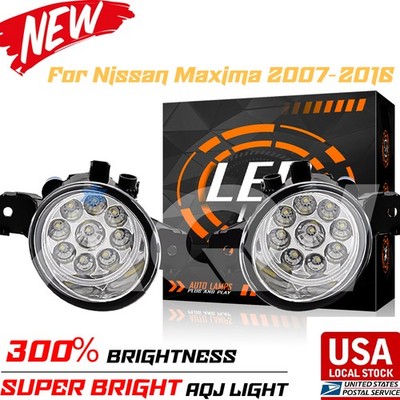 Pair White Bumper LED Bright Fogs Driving Lamps For Nissan Maxima 2007-2016