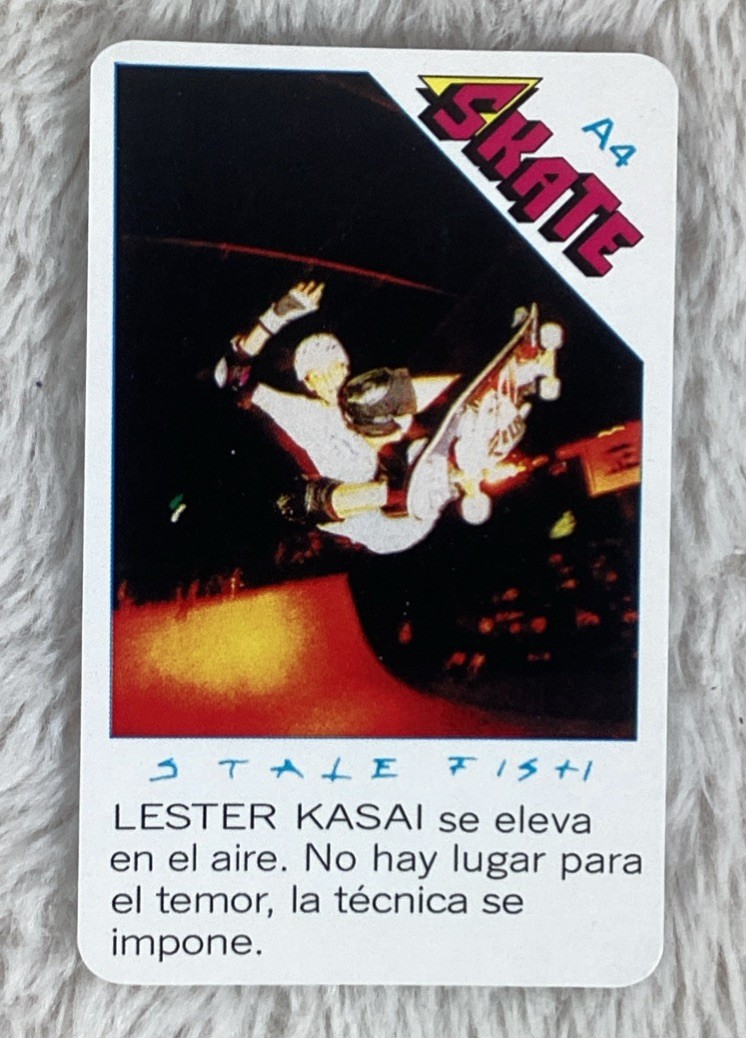 1989 Cromy SkateBoard Tony Hawk Rookie Reissue Card Blue Back Error Lester Kasai