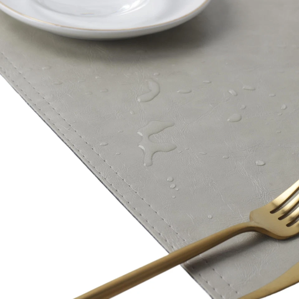 Waterproof PU Placemats, Faux Leather Dining Table Mat, Set of 4, Easy to Wip... - Image 4 of 4