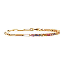 Luxury Color Cubic Zirconia Gold Color Tennis Bracelets For Women Girls UK