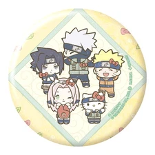 Naruto X Sanrio Characters Group 7 Hello Kitty Hologram Button Collection Gro...