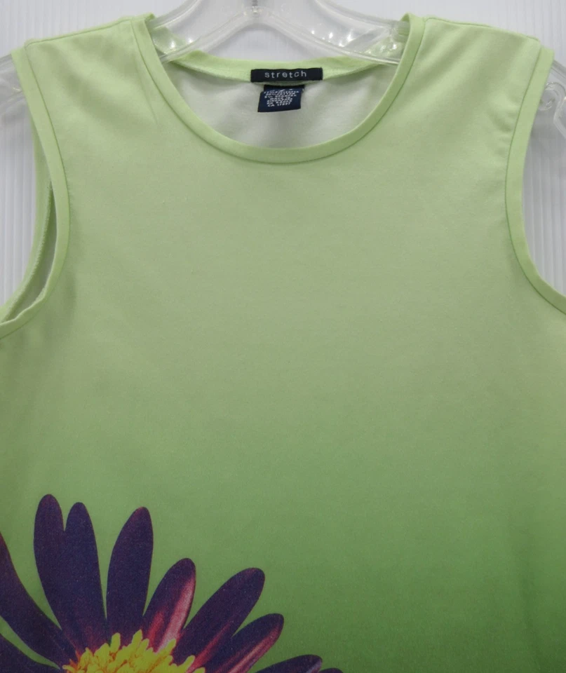 VINTAGE Gap Top Women Small Green Tank Shirt Ombre Floral Stretch Y2K Pullover - Image 2 of 4