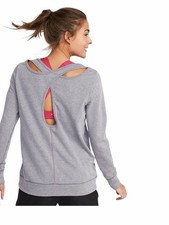 Old Navy Women s Relaxed French-Terry Keyhole-Back Sweatshirt M Grey NEW