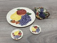 Vintage Miniature Tea Pot W/plates Popular Imports Inc. Polystone Resin 1994
