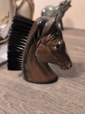 Brown Ceramic Horse Head Clothes Brush Vintage Equine