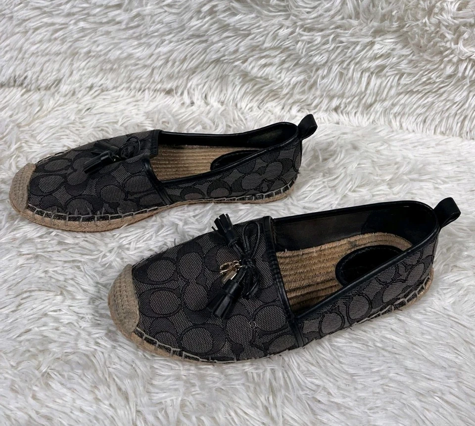 ТРЕНЕР Carson джинсовой ткани подпись Espadrille плоскостях женщин размер 6,5B черный G3457 - Изображение 3 из 4