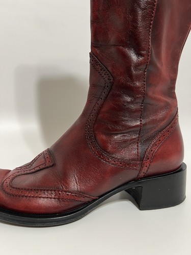Vtg Miu Miu Red Leather Boots 37 - Picture 20 of 24