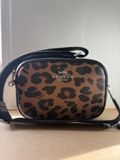 Coach Jamie Camera Bag In Signature Canvas  Leopard Print & Burgundy Interior