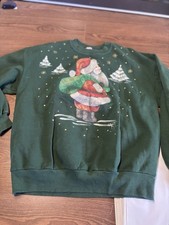 Vintage 90s Christmas Sweatshirt Holiday Ugly Sweater Party Santa JERZEES L