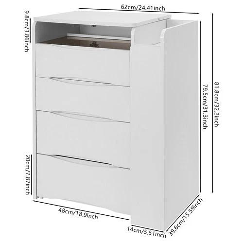 Vanity Desk Vanity Desk with Plip Top Mirror Compact Makeup Vanity w/3 Drawers - Image 2 of 4