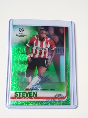 Topps Chrome UCL 2018 Steven Bergwijn PSV Green Refractor Auto /99