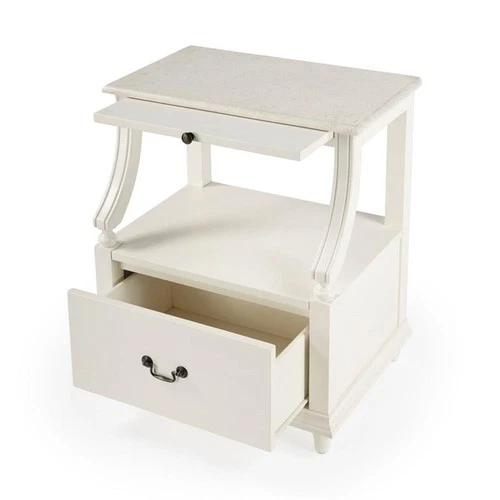 Butler Specialty Danielle Marble Nightstand In White - Picture 1 of 10