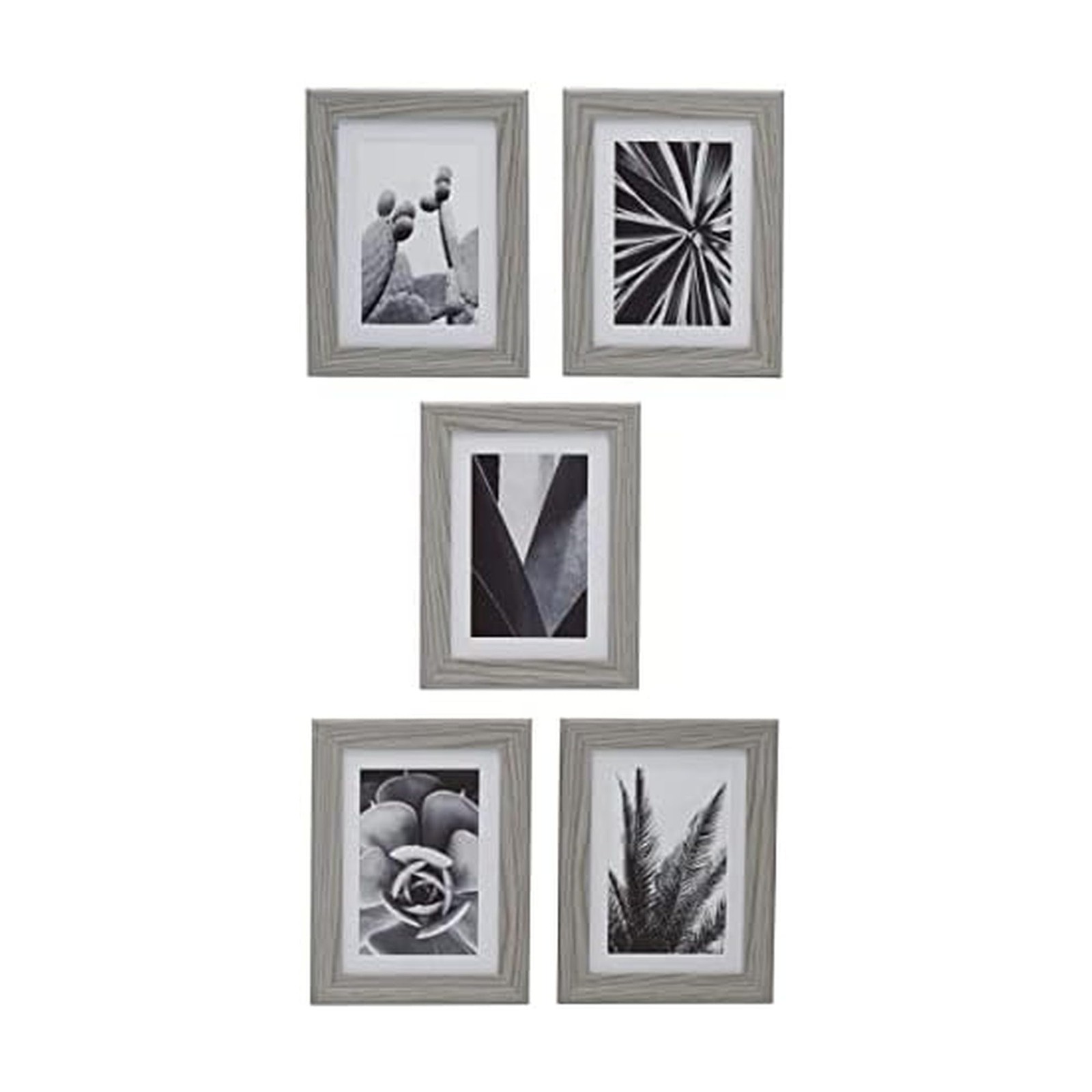 Set of Five 6.69 x 8.46 Inch Gray Wood Photo Frame to Hold 5x7 Photo Without ...