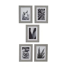 Set of Five 6.69 x 8.46 Inch Gray Wood Photo Frame to Hold 5x7 Photo Without ...
