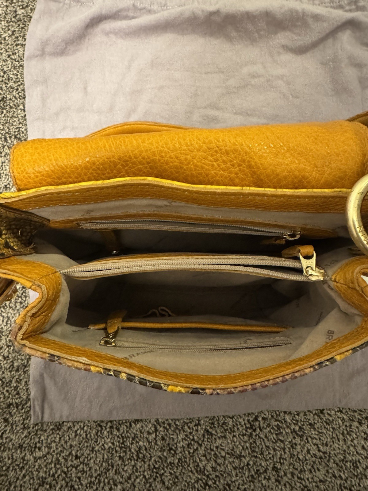 BRAHMIN Yellow Python Embossed Leather Crossbody … - image 4