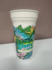 Vintage Miami Sub's And Grill Plastic Drinking Cup 7 1/2" Tall 