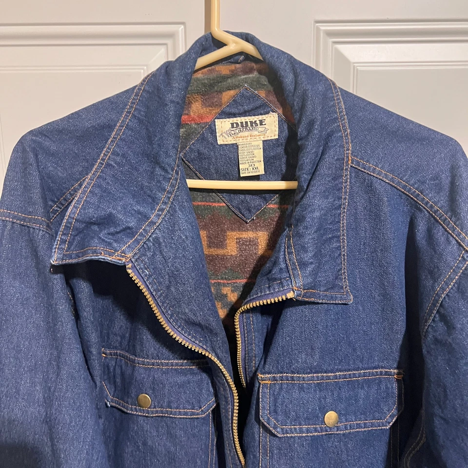 Duke Haband Jacket Mens XXL Southwestern Denim Trucker Grunge Retro Y2K Lined - Image 4 of 4