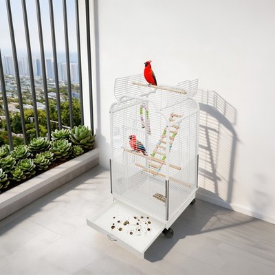 Bird Flight Cage 37.4'' Bird Pet Cage Dual-Opening Roof for Cockatiels Parrot