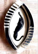 Vintage Black Panther Ashtray 1950s Kenwood Collectible Used