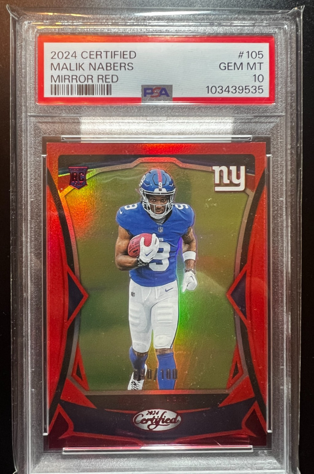 Malik Nabers Panini Certified #105 Red Mirror