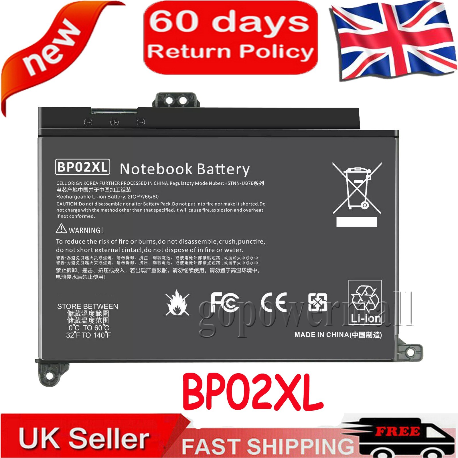 BP02XL Battery For HP Pavilion 15-AU 15-AW HSTNN-LB7H 849569-421 849909-850