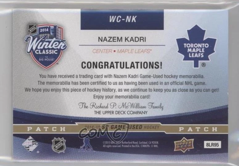 2014 SP Game Used Stadium Series/Winter Classic Materials /99 Nazem Kadri Patch - Image 2 of 2