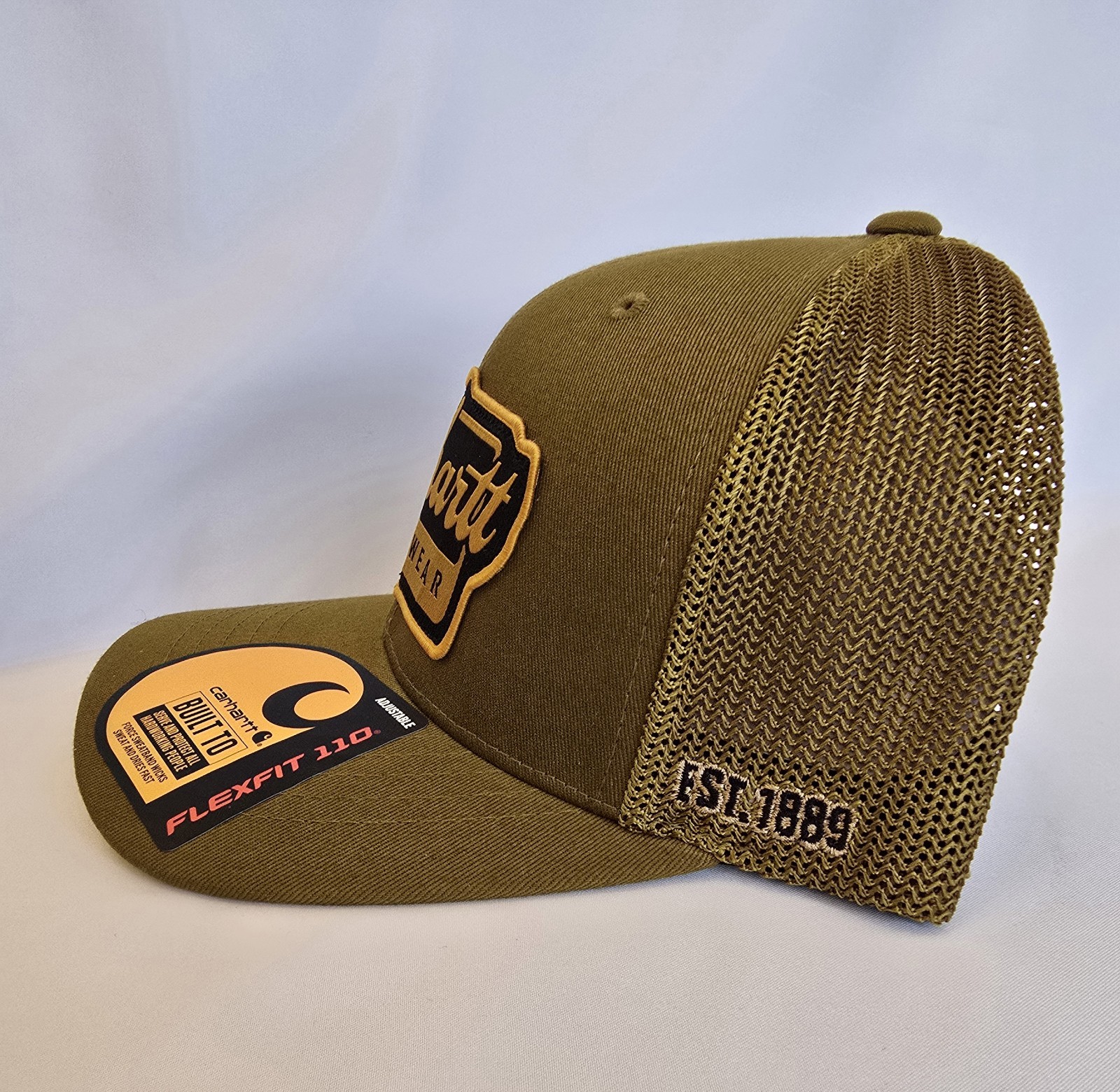Carhartt RuggedFlex Twill Mesh Back Script Patch Cap Golden Grass One Size image 2