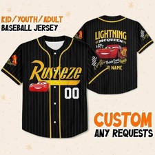 Custom Lightning McQueen Baseball Jersey Disney Cars