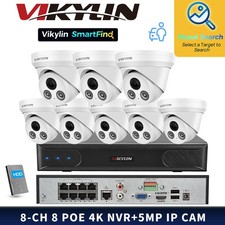 VIKYLIN SmartFind 8POE 8CH NVR Set Motion Detection 5MP Camera Night Vision Lot